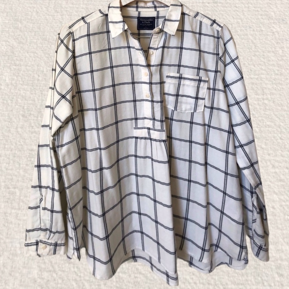 ABERCROMBIE BLACK AND WHITE FLANNEL